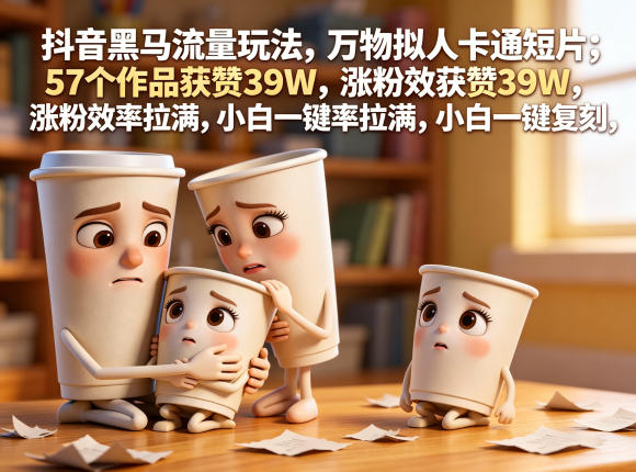 抖音黑马流量玩法，万物拟人卡通短片，57个作品获赞39W，涨粉效率拉满，小白一键复刻，保姆级拆解-星云网创