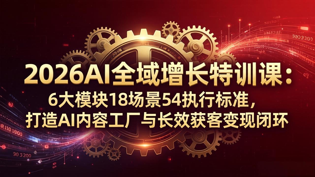 2026AI全域增长特训课：6大模块18场景54执行标准，打造AI内容工厂与长效获客变现闭环-星云网创