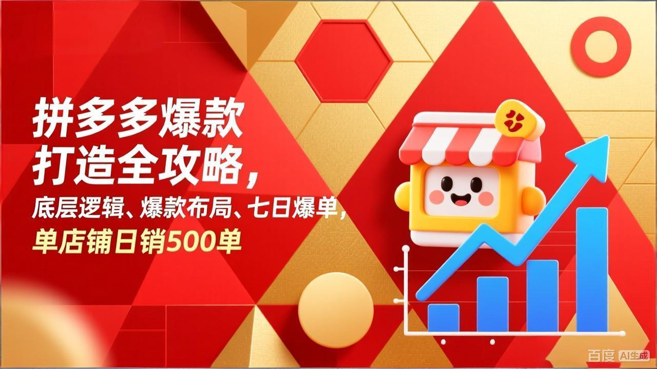 拼多多爆款打造全攻略，底层逻辑、爆款布局、七日爆单，单店铺日销500单-云网创