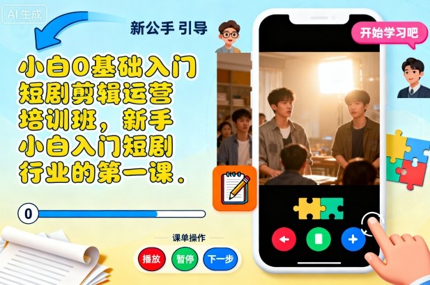 小白0基础入门短剧剪辑运营培训班，新手小白入门短剧行业的第一课-星云网创