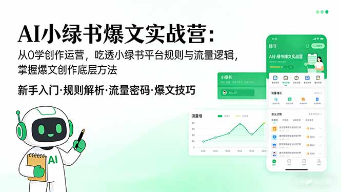 AI 小绿书爆文实战营：从0学创作运营，吃透小绿书平台规则与流量逻辑，掌握爆文创作底层方法-星云网创