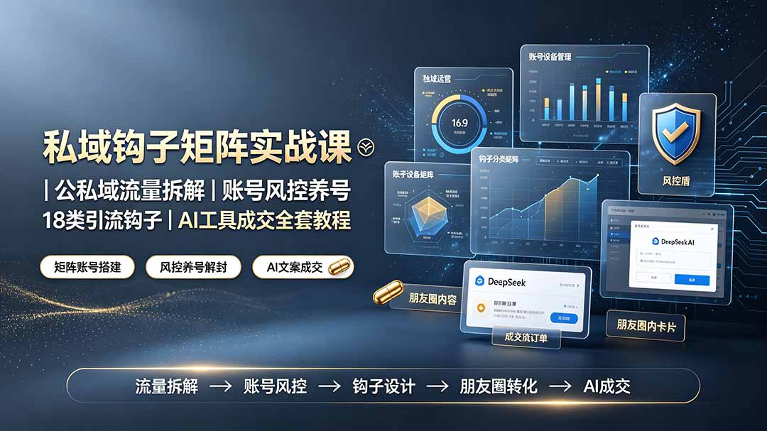 私域钩子矩阵实战课〓公私域流量拆解｜账号风控养号｜18类引流钩子｜AI工具成交全套教程-星云网创