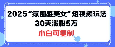 不露脸也能火！2025“氛围感美女”短视频玩法，30天涨粉5W小白可复制-我要项目网