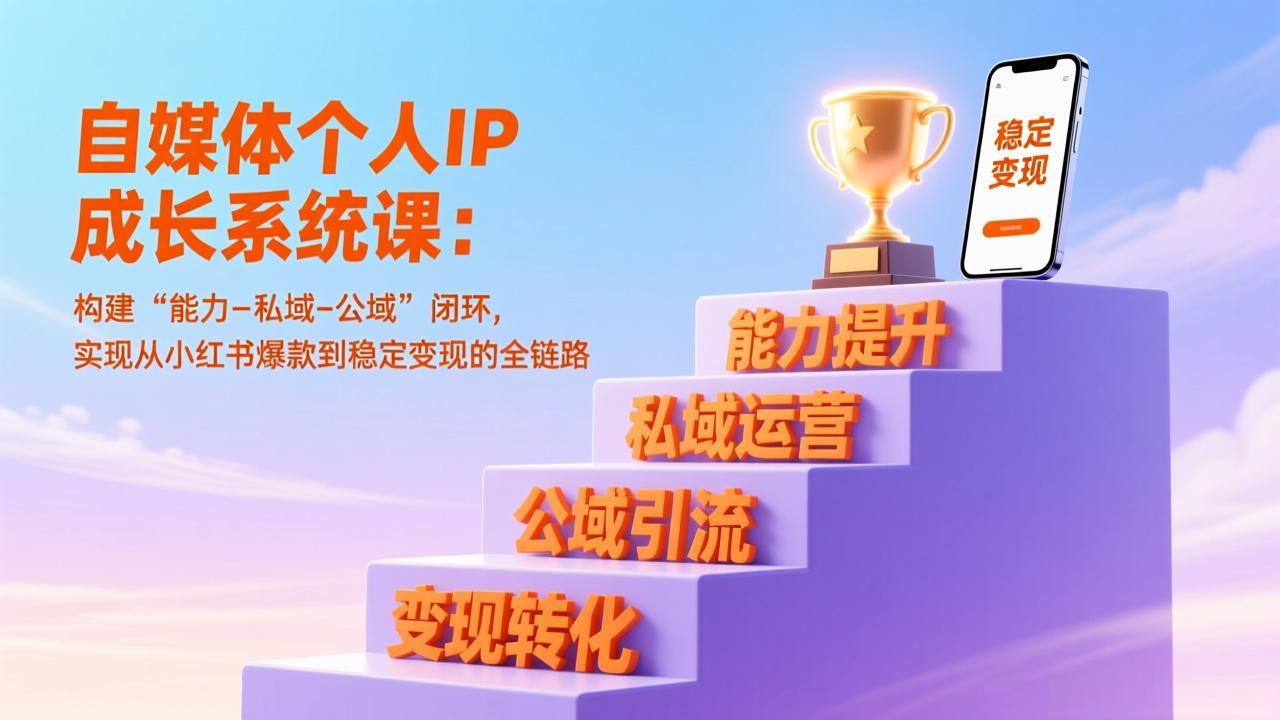 自媒体个人IP成长系统课：构建“能力-私域-公域”闭环，实现从小红书爆款到稳定变现的全链路-星云网创