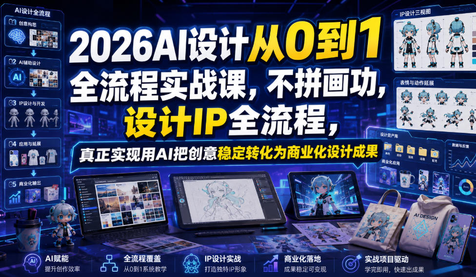 2026AI设计从0到1全流程实战课，不拼画功，设计IP全流程，真正实现用AI把创意稳定转化为商业化设计成果-星云网创