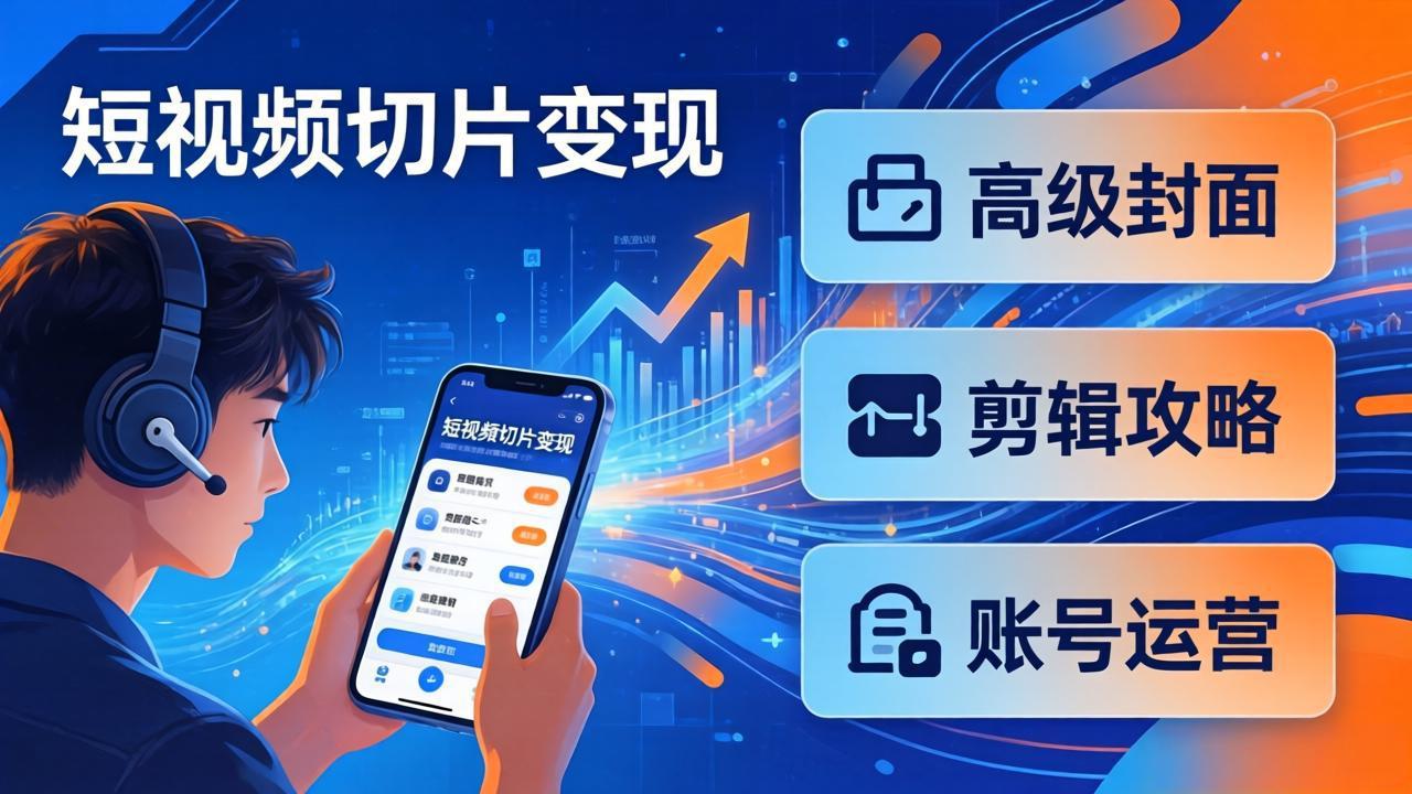 短视频切片变现速成班2.0：高级封面+剪辑攻略+账号运营，0基础小白快速入局副业-星云网创