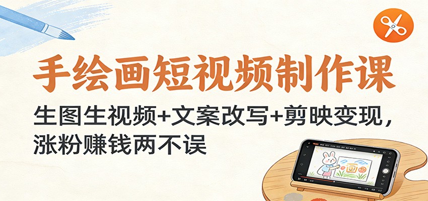 手绘画短视频制作课：生图生视频+文案改写+剪映变现，涨粉赚钱两不误-星云网创
