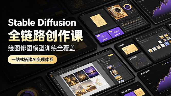 Stable Diffusion全链路创作课，绘图修图模型训练全覆盖，一站式搭建AI变现体系-星云网创