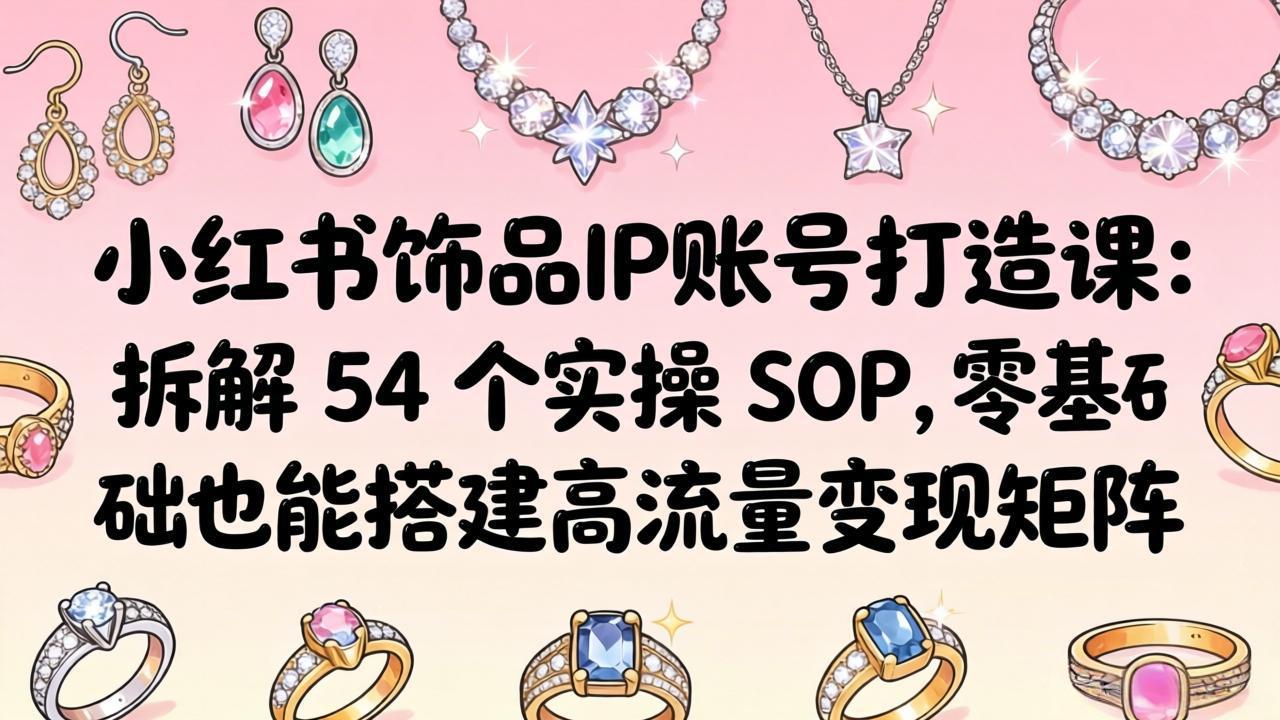 小红书饰品IP账号打造课：拆解 54 个实操 SOP，零基础也能搭建高流量变现矩阵-星云网创