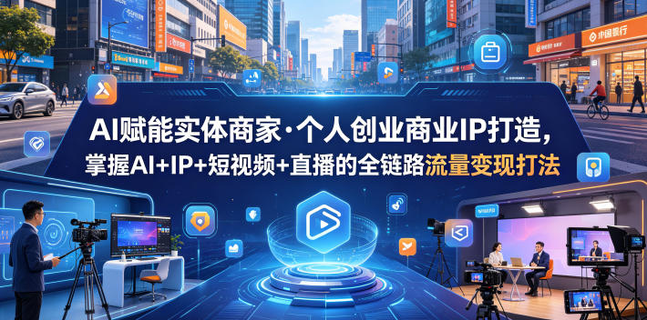 AI赋能实体商家·个人创业商业IP打造，掌握AI+IP+短视频+直播的全链路流量变现打法-星云网创
