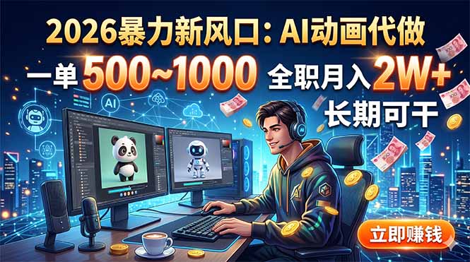 2026暴力新风口：AI动画代做，一单500~1000，全职月入2W+，长期可干-星云网创