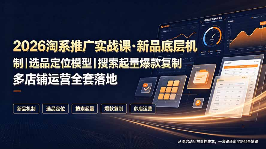 2026淘系推广实战课·新品底层机制｜选品定位模型｜搜索起量爆款复制多店铺运营全套落地教程-星云网创