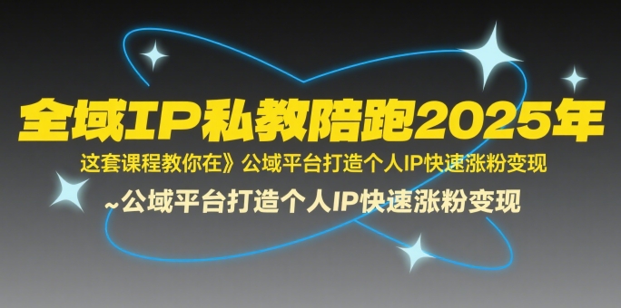 全域IP私教陪跑2025年，这套课程教你在公域平台打造个人IP快速涨粉变现-云网创