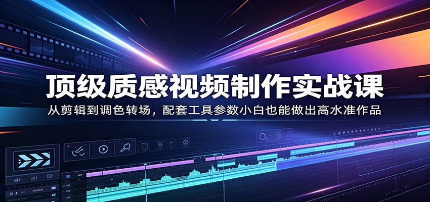 顶级质感视频制作实战课：从剪辑到调色转场，配套工具参数小白也能做出高水准作品-星云网创