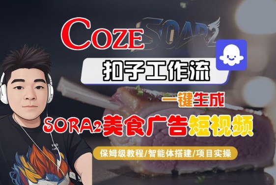 Coze扣子智能体工作流一键生成“SORA2美食广告“短视频，全流程保姆级教学-星云网创