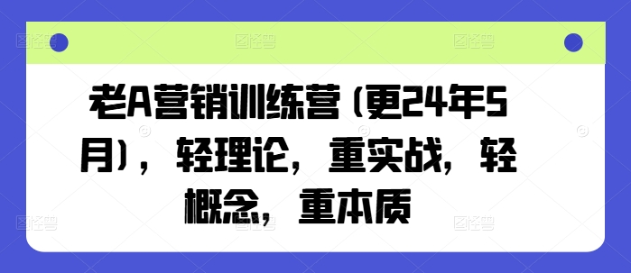 老A营销训练营(更25年7月)，轻理论，重实战，轻概念，重本质-星云网创