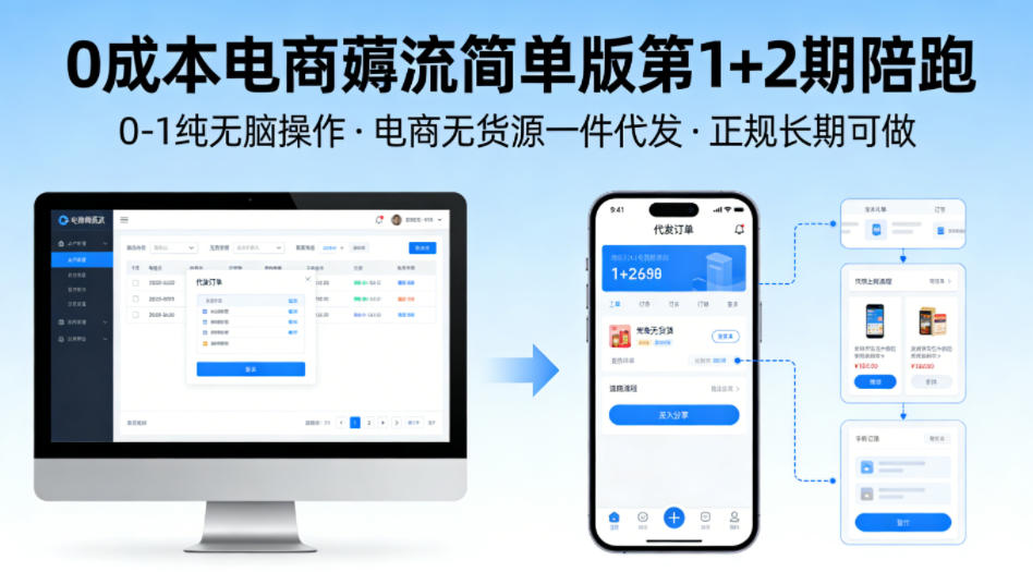 0成本电商薅流简单版第1+2期陪跑，0-1纯无脑操作，电商无货源一件代发，正规长期可做-星云网创