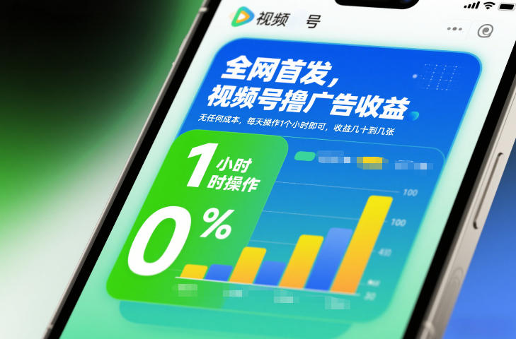 全网首发，视频号撸广告收益，无任何成本，每天操作1个小时即可，收益几十到几张-云网创