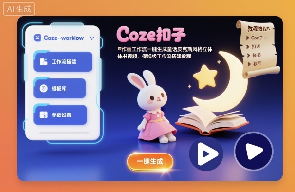 Coze扣子工作流一键生成童话皮克斯风格立体书视频,保姆级工作流搭建教程-星云网创