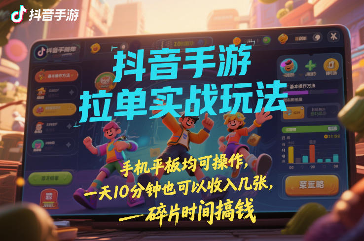 抖音手游拉单实战玩法，手机平板均可操作，一天10分钟也可以收入几张，碎片时间搞钱【揭秘】-星云网创