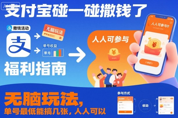 支付宝碰一碰撒钱了，无脑玩法，单号最低能搞几张，人人可以撸【揭秘】-星云网创