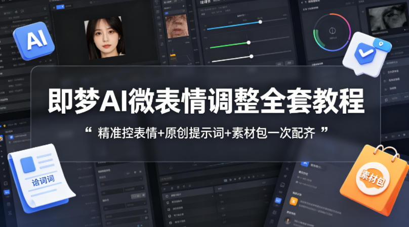 即梦AI微表情调整全套教程，精准控表情+原创提示词+素材包一次配齐-云网创