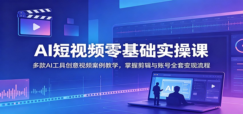 AI短视频零基础实操课：多款AI工具创意视频案例教学，掌握剪辑与账号全套变现流程-星云网创