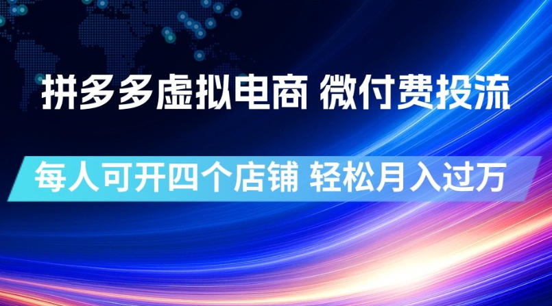 拼多多虚拟电商，微付费投流玩法，每人可开四个店，轻松月入过1W【揭秘】-星云网创