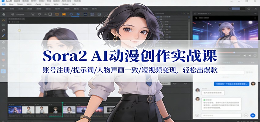 Sora2 AI动漫创作实战课：账号注册/提示词/人物声画一致/短视频变现，轻松出爆款-星云网创