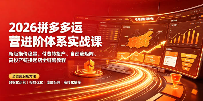 2026拼多多运营进阶体系实战课|新版拖价稳量、付费转投产、自然流矩阵、高投产链接起店全链路教程-星云网创