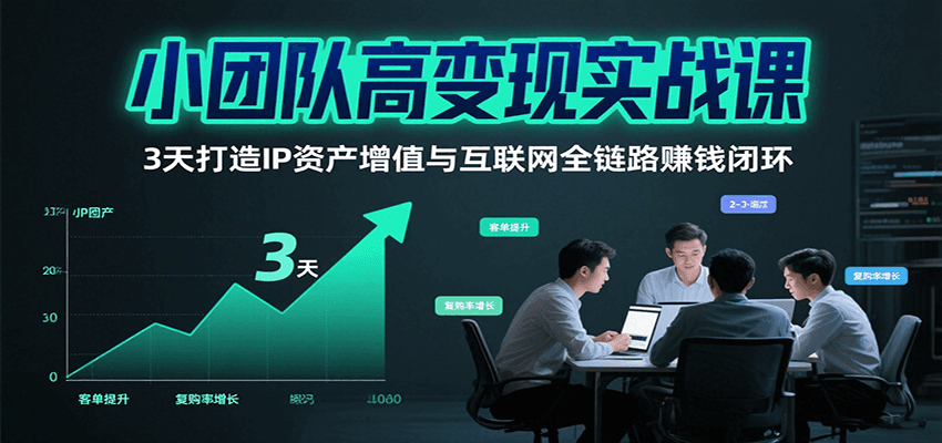 小团队高变现实战课，3天打造IP资产增值与互联网全链路赚钱闭环(第二期)-星云网创