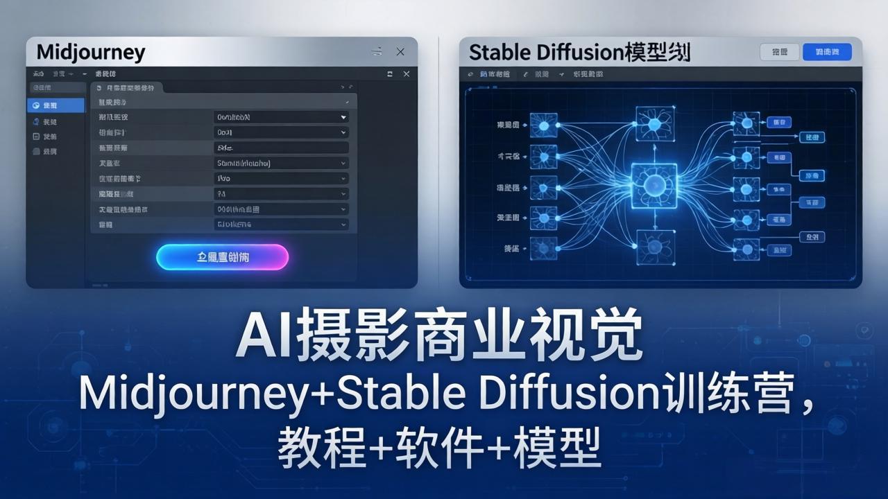AI摄影商业视觉Midjourney+Stable Diffusion训练营，教程+软件+模型-星云网创