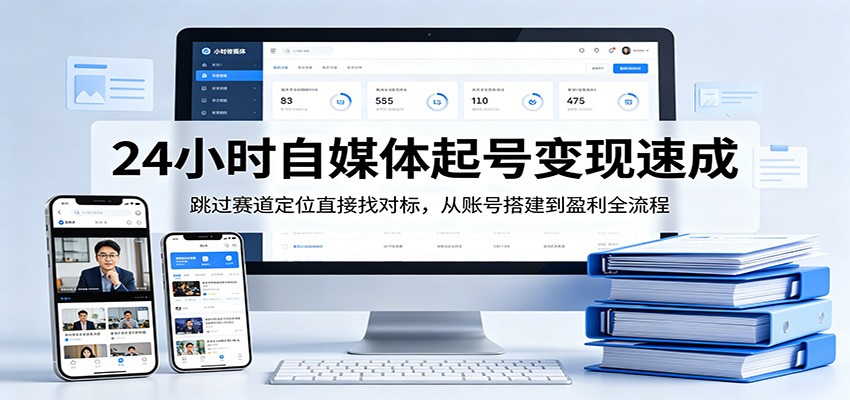 24小时自媒体起号变现速成，跳过赛道定位直接找对标，从账号搭建到盈利全流程-星云网创