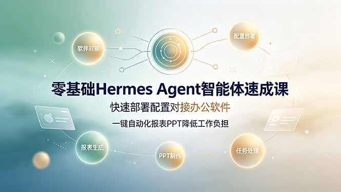 零基础Hermes Agent智能体速成课，快速部署配置对接办公软件；一键自动化报表PPT降低工作负担-星云网创