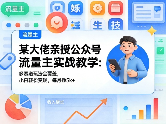 某大佬亲授公众号流量主实战教学：多赛道玩法全覆盖，小白轻松变现，每月多挣5k+-星云网创