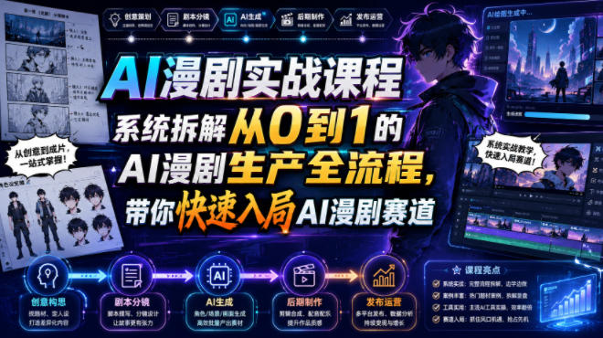 AI漫剧实战课程，系统拆解从0到1的AI漫剧生产全流程，带你快速入局AI漫剧赛道-星云网创