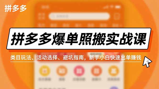 拼多多爆单照搬实战课,类目玩法、活动选择、避坑指南,新手小白快速出单赚钱-星云网创