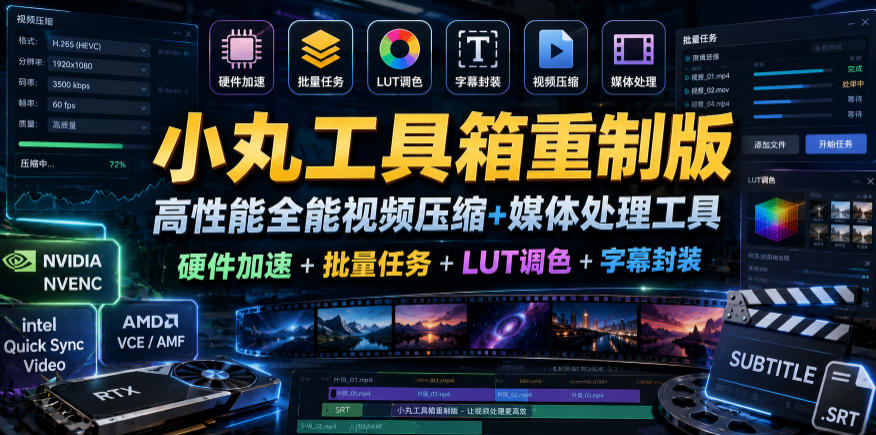 小丸工具箱重制版–高性能全能视频压缩+媒体处理工具｜硬件加速+批量任务+LUT调色+字幕封装-星云网创