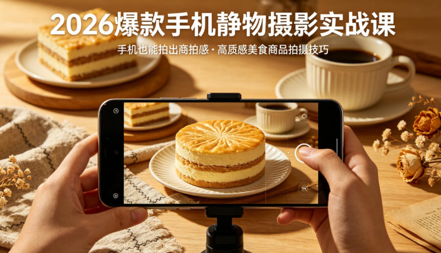 2026爆款手机静物摄影实战课,手机也能拍出商拍感,学会拍出高质感美食商品-星云网创