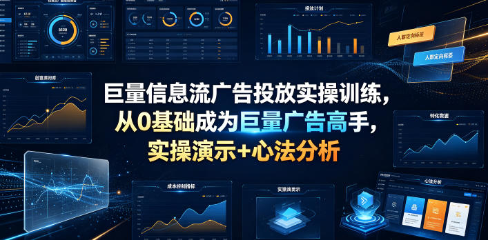 巨量信息流广告投放实操训练,从0基础成为巨量广告高手,实操演示+心法分析-星云网创