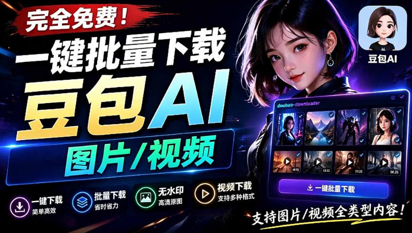 Github最新发布！一键批量下载豆包AI无水印图片/视频，简单易用，自动解析提示词-星云网创