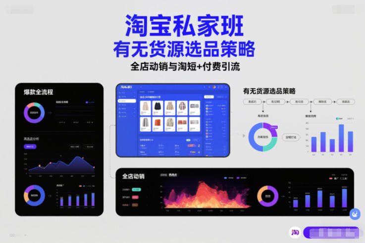 淘宝私家班，有无货源选品策略，高成功率爆款全流程打法，全店动销与淘短+付费引流(更新2026)-星云网创
