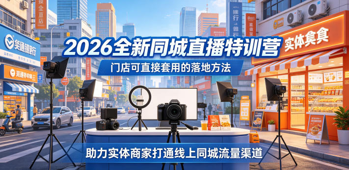 2026全新同城直播特训营，门店可直接套用的落地方法，助力实体商家打通线上同城流量渠道-星云网创