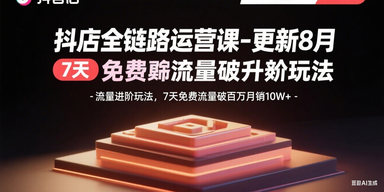 抖店全链路运营课-更新8月：流量进阶玩法，7天免费流量破百万月销10W+-星云网创