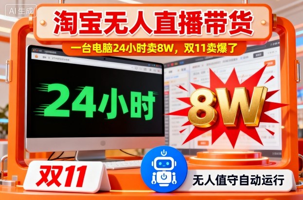 淘宝无人直播带货,一台电脑214小时卖8W,双11卖爆了【揭秘】-星云网创