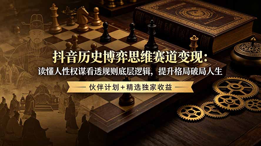 抖音历史博弈思维赛道变现：读懂人性权谋看透规则底层逻辑，提升格局破局人生，伙伴计划+精选独家收益-星云网创