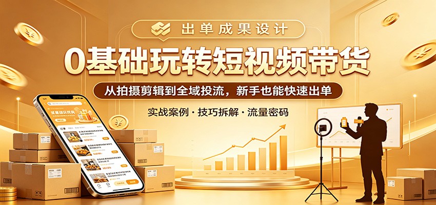 0基础玩转短视频带货：从拍摄剪辑到全域投流，新手也能快速出单-星云网创