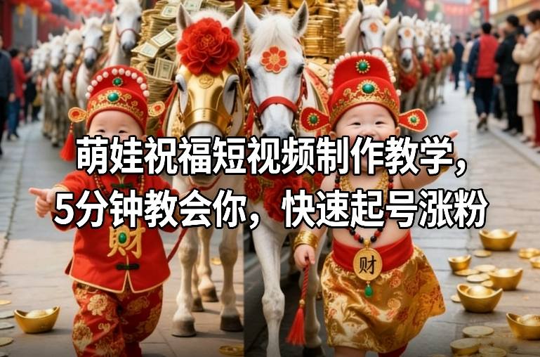 萌娃祝福短视频制作教学，5分钟教会你，快速起号涨粉-星云网创