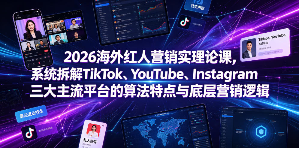2026海外红人营销实理论课，系统拆解TikTok、YouTube、Instagram三大主流平台的算法特点与底层营销逻辑-星云网创
