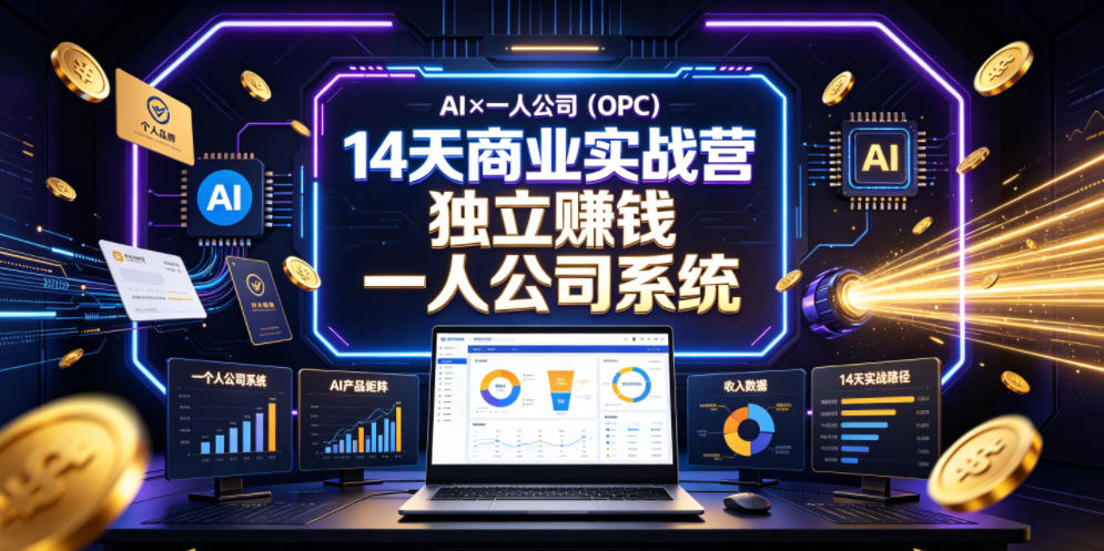 AI×一人公司(OPC)14天商业实战营，用AI帮你搭建一个属于你自己的、能独立賺钱的一人公司系统-星云网创
